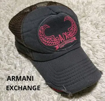 ARMANI EXCHANGE 데미지 가공 메쉬 캡 그레이