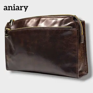 aniary 아니아리 클러치백 다크 브라운 가죽 비즈니스 새상품급