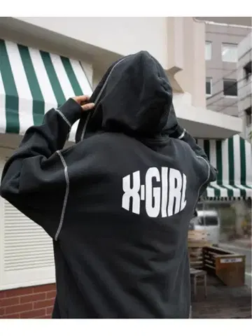 엑스걸 x-girl 차콜 그레이 집업 맨투맨 후디