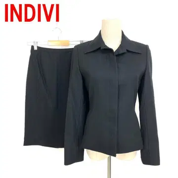 A5594 인디비 스커트 정장 세트 울 안감 있음 블랙 38