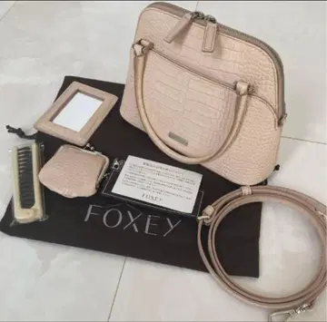 foxey 마카롱 핸드백 숄더 소가죽 형압 핑크