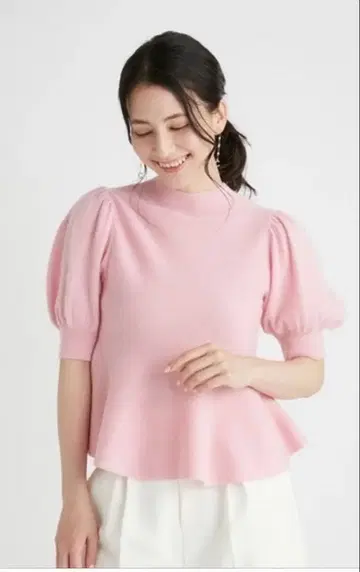 셀포드 캐시미어 100% 캐시미어 페플럼 니트 풀오버 핑크