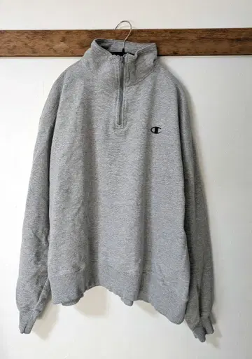 CHAMPION 그레이 하프 지퍼 맨투맨 L