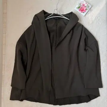 미즈이로 인드 후디드 드레이프 가디건 카키