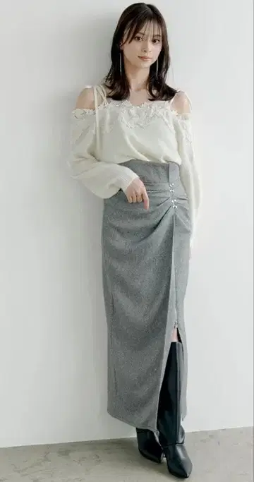 snidel 드레이프 타이트 후크 스커트 그레이 size1