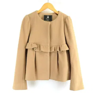 franchelippee black 울 프릴 노카라 코트 M