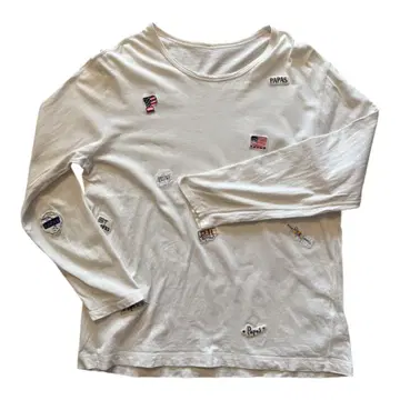 [레어] Papas 파파스 멀티 와펜 긴팔 T셔츠 롱T 화이트 L