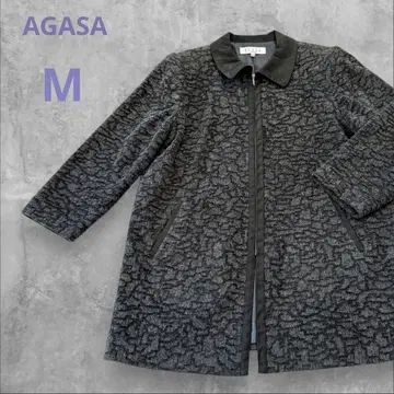 아가사 자켓 긴팔 롱 기장 집업 블랙 그레이 올 패턴 M 사이즈