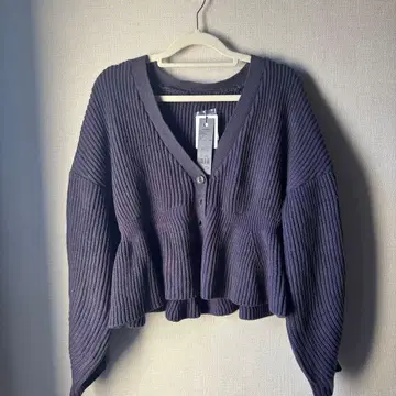 JEANASIS 7G 아제 페플럼 V 니트 가디건/605116 퍼플