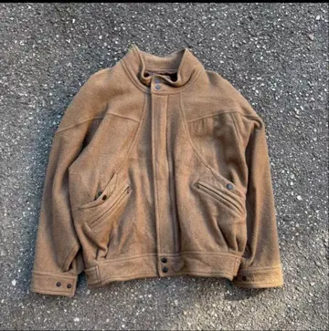 Leonte 브라운 울 자켓 L 구제 의류 레이온 울