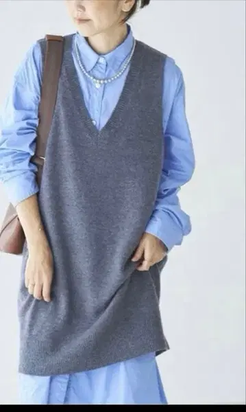 Plage 그레이 니트 베스트 V넥