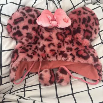 디즈니 팬 캡 레오파드 무늬 핑크