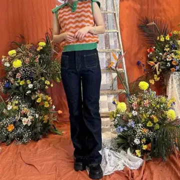 레인보우 데님 플레어 데님 데님 dearsisterhood