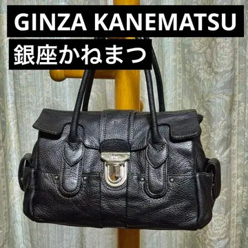 긴자 카네마츠 천연 가죽 핸드백 블랙