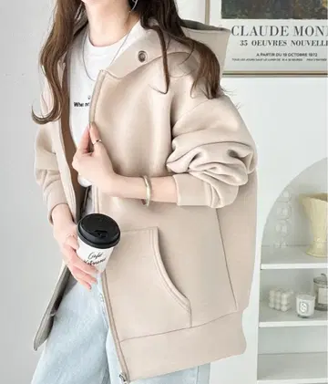 마쉬멜로우 촉감! 롱 시즌 사용 가능한 종이상자 오버 사이즈 지퍼 후드티