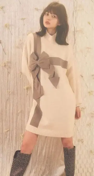 메리제니 선물 리본 니트 원피스