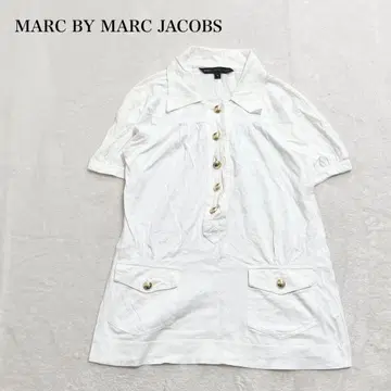 마크제이콥스 카라 부착 반팔 티셔츠 튜닉 골드 버튼 고급
