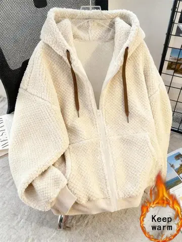 여성용 캐주얼 플리스 후디드 집업 스웨트 셔츠, 가을 겨울용