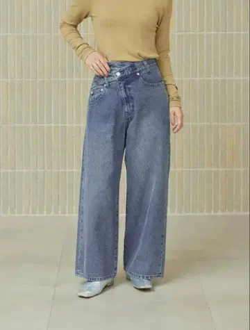 비대칭 프론트 데님-short S 인디고