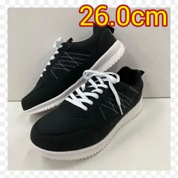 26.0cm 새상품 남성용 경량 컬러 슈즈 화려한 스니커즈 블랙