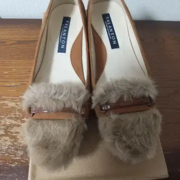 TALANTON 퍼 달린 플랫슈즈 브라운