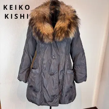 KEIKO KISHI bynosh 카키 다운 자켓 퍼 부착 라쿤