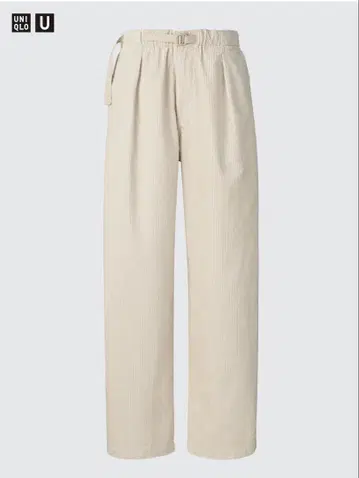 유니클로 코듀로이 턱 와이드 팬츠 BEIGE L