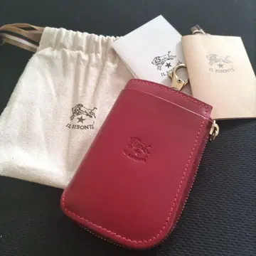 새상품 일비종떼 천연 가죽 키케이스 스마트 키링 레드 로쏘