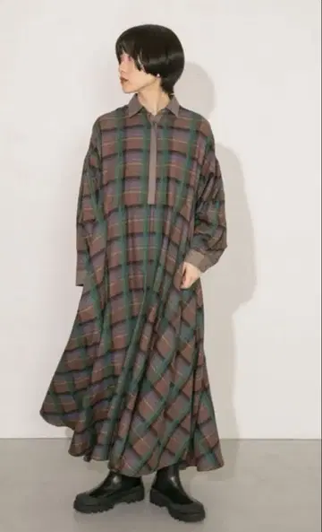 KBF 체크 WIDE 원피스 F 브라운 어반 리서치 완판템