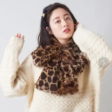 Casselini 캐세리니 리본 티펫 머플러 레오파드 무늬