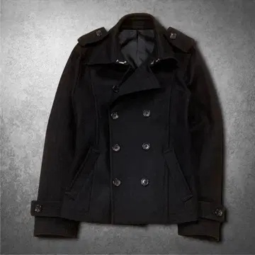 5351 00s 짧은 기장 P코트 블랙 시티보이 모드 Y2K 데이트