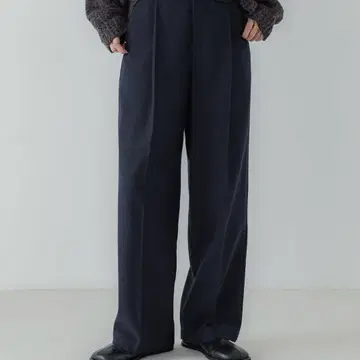 crewre 울 믹스 트위드 슬랙스 네이비 사이즈 3