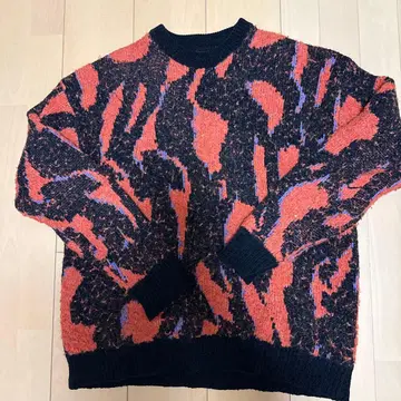 오버 사이즈 니트 스웨터 애니멀 프린트