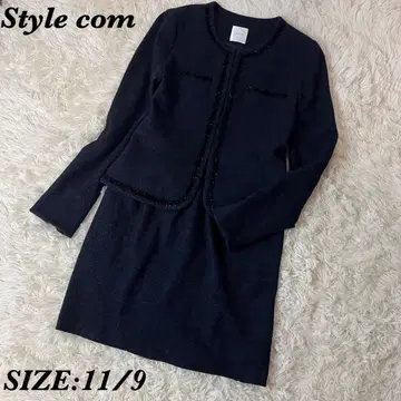 [ Style com ] 트위드 셋업 노카라 엄마 여성 수트 세레모니