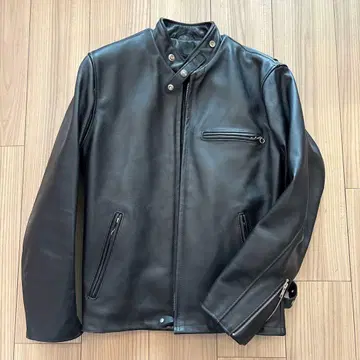 Schott 블랙 가죽 라이더 자켓 36