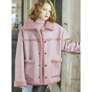 핑크 인조 모피 무스탕 코트 택 포함 새상품