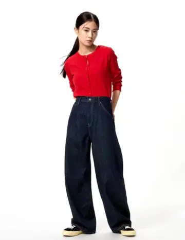 미착용품 UNIQLO 유니클로 배기 커브진 데님 29 Navy