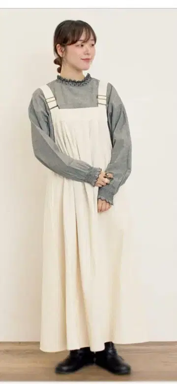 앞 턱 오버롤 스커트