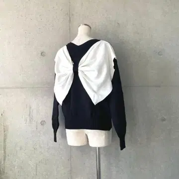 택 포함 새상품 2wayBIG 리본 니트 블랙 FREE