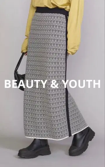 BEAUTY & YOUTH 자카드 타이트 스커트