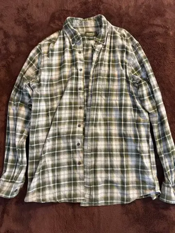 Eddie Bauer 체크 셔츠, 플란넬 셔츠 그린 화이트