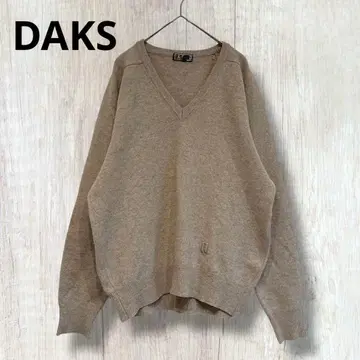 [ DAKS 닥스 ] V넥 니트 스웨터 울 100% 브라운 M