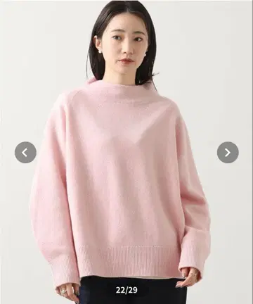 [ 새상품 ] 울 캐시미어 하이넥 홀가먼트 풀오버 핑크