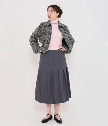 TINA:JOJUN 체크 숏 자켓 그레이