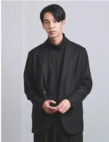 EN ROUTE 앙루트 사지 자켓 블랙 울 폴리우레탄 S