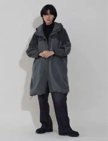 야마다야 LASUD 플리스 도킹 롱 블루종 코트 블랙