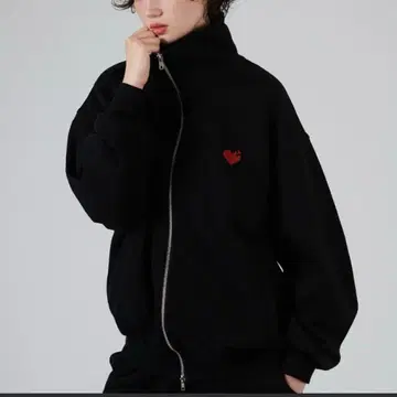 [ ONCILY ] 스탠드 넥 풀 집업 맨투맨 블랙 M