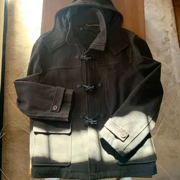 MICHEL KLEIN 다크 카키 브라운 더플 코트 후드 부착