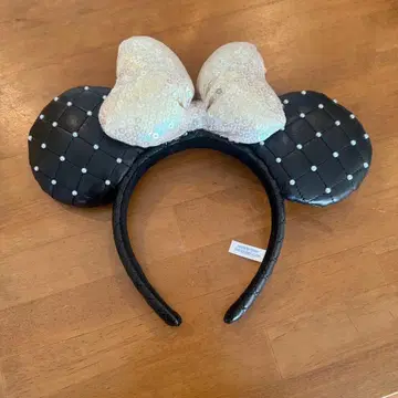 미니 마우스 머리띠 (퀼팅/펄/화이트 리본