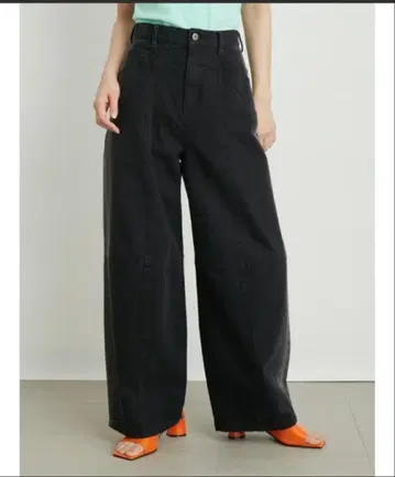 블랙 와이드 데님 팬츠